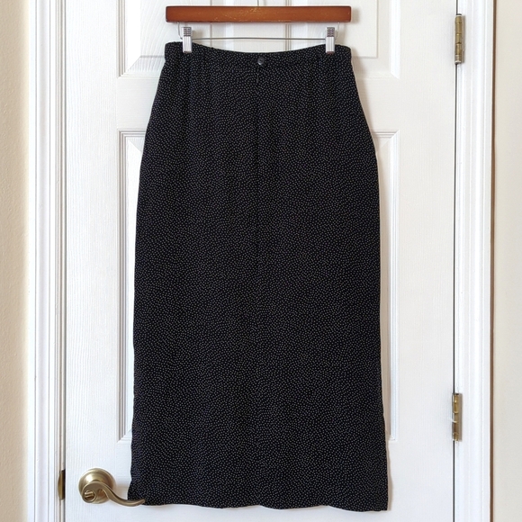 Pendleton Y2K Vintage Spotted High Waisted Side Slit Midi Skirt Black White 10 - Picture 8 of 12
